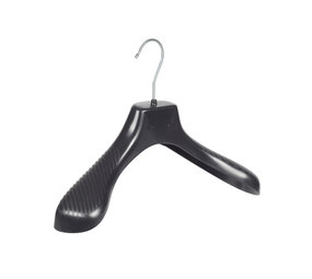 Mantel / kostuumhanger (gebogen) kunststof zwart met schouderverbreding Mantel / kostuumhanger (gebogen) kunststof zwart met schouderverbreding