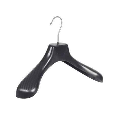 Mantel / kostuumhanger (gebogen) kunststof zwart met schouderverbreding