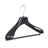 SER-VIZ Mantel / kostuumhanger (gebogen) kunststof zwart met schouderverbreding en broeklat