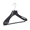 DE KLEDINGHANGER GIGANT Mantel / kostuumhanger (gebogen) kunststof zwart met schouderverbreding en broeklat DE KLEDINGHANGER GIGANT Mantel / kostuumhanger (gebogen) kunststof zwart met schouderverbreding en broeklat