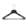 DE KLEDINGHANGER GIGANT Mantel / kostuumhanger (gebogen) kunststof zwart met schouderverbreding en anti-slip broeklat (2 mm schuim) DE KLEDINGHANGER GIGANT Mantel / kostuumhanger (gebogen) kunststof zwart met schouderverbreding en anti-slip broeklat (2 mm schuim)