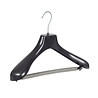 DE KLEDINGHANGER GIGANT Mantel / kostuumhanger (gebogen) kunststof zwart met schouderverbreding en anti-slip broeklat (2 mm schuim) DE KLEDINGHANGER GIGANT Mantel / kostuumhanger (gebogen) kunststof zwart met schouderverbreding en anti-slip broeklat (2 mm schuim)