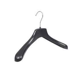 Mantel / kostuumhanger (gebogen) kunststof zwart met schouderverbreding Mantel / kostuumhanger (gebogen) kunststof zwart met schouderverbreding