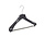 Mantel / kostuumhanger (gebogen) kunststof zwart met schouderverbreding en anti-slip broeklat (2 mm schuim)