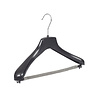 DE KLEDINGHANGER GIGANT Mantel / kostuumhanger (gebogen) kunststof zwart met schouderverbreding en anti-slip broeklat (2 mm schuim) DE KLEDINGHANGER GIGANT Mantel / kostuumhanger (gebogen) kunststof zwart met schouderverbreding en anti-slip broeklat (2 mm schuim)