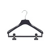 DE KLEDINGHANGER GIGANT Mantel / kostuumhanger (gebogen) kunststof zwart met schouderverbreding en anti-slip knijpers DE KLEDINGHANGER GIGANT Mantel / kostuumhanger (gebogen) kunststof zwart met schouderverbreding en anti-slip knijpers