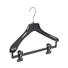 DE KLEDINGHANGER GIGANT Mantel / kostuumhanger (gebogen) kunststof zwart met schouderverbreding en anti-slip knijpers DE KLEDINGHANGER GIGANT Mantel / kostuumhanger (gebogen) kunststof zwart met schouderverbreding en anti-slip knijpers