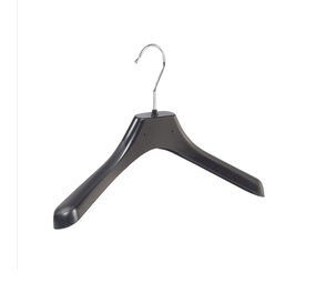 Mantel / kostuumhanger (gebogen) kunststof zwart met schouderverbreding Mantel / kostuumhanger (gebogen) kunststof zwart met schouderverbreding