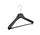 Mantel / kostuumhanger (gebogen) kunststof zwart met schouderverbreding en anti-slip broeklat (2 mm schuim)
