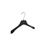 Mantel / kostuumhanger (gebogen) kunststof zwart met schouderverbreding en rokinkepingen Mantel / kostuumhanger (gebogen) kunststof zwart met schouderverbreding en rokinkepingen