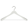 Mantel / kostuumhanger beukenhout wit gelakt met schouderverbreding en anti-slip broeklat, 44 cm Mantel / kostuumhanger beukenhout wit gelakt met schouderverbreding en anti-slip broeklat, 44 cm