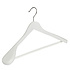 Mantel / kostuumhanger (geknikt) beukenhout wit gelakt met schouderverbreding en anti-slip broeklat