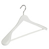 Mantel / kostuumhanger beukenhout wit gelakt met schouderverbreding en anti-slip broeklat, 44 cm Mantel / kostuumhanger beukenhout wit gelakt met schouderverbreding en anti-slip broeklat, 44 cm