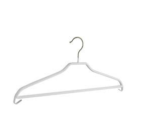 Blouse / shirthanger (vlak) metaal met broeklat en witte anti-slip coating Blouse / shirthanger (vlak) metaal met broeklat en witte anti-slip coating