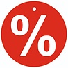 DE KLEDINGHANGER GIGANT Promotie etiketten rood-wit procent Ø 50 mm rond, %, aan beide zijden bedrukt (500 st.) DE KLEDINGHANGER GIGANT Promotie etiketten rood-wit procent Ø 50 mm rond, %, aan beide zijden bedrukt (500 st.)