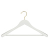 DE KLEDINGHANGER GIGANT Mantel / kostuumhanger (geknikt) beukenhout wit gelakt met messinghaak, schouderverbreding en anti-slip broeklat DE KLEDINGHANGER GIGANT Mantel / kostuumhanger (geknikt) beukenhout wit gelakt met messinghaak, schouderverbreding en anti-slip broeklat