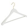 DE KLEDINGHANGER GIGANT Mantel / kostuumhanger (geknikt) beukenhout wit gelakt met messinghaak, schouderverbreding en anti-slip broeklat DE KLEDINGHANGER GIGANT Mantel / kostuumhanger (geknikt) beukenhout wit gelakt met messinghaak, schouderverbreding en anti-slip broeklat