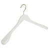 DE KLEDINGHANGER GIGANT Mantel / kostuumhanger (geknikt) beukenhout wit gelakt met messinghaak en schouderverbreding DE KLEDINGHANGER GIGANT Mantel / kostuumhanger (geknikt) beukenhout wit gelakt met messinghaak en schouderverbreding