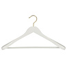 DE KLEDINGHANGER GIGANT Mantel / kostuumhanger (geknikt) beukenhout wit gelakt met messinghaak, schouderverbreding en anti-slip broeklat DE KLEDINGHANGER GIGANT Mantel / kostuumhanger (geknikt) beukenhout wit gelakt met messinghaak, schouderverbreding en anti-slip broeklat
