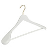 DE KLEDINGHANGER GIGANT Mantel / kostuumhanger (geknikt) beukenhout wit gelakt met messinghaak, schouderverbreding en anti-slip broeklat DE KLEDINGHANGER GIGANT Mantel / kostuumhanger (geknikt) beukenhout wit gelakt met messinghaak, schouderverbreding en anti-slip broeklat