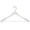 DE KLEDINGHANGER GIGANT Mantel / kostuumhanger (geknikt) beukenhout wit gelakt met messinghaak, schouderverbreding en anti-slip broeklat DE KLEDINGHANGER GIGANT Mantel / kostuumhanger (geknikt) beukenhout wit gelakt met messinghaak, schouderverbreding en anti-slip broeklat