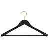 DE KLEDINGHANGER GIGANT Mantel / kostuumhanger (geknikt) beukenhout zwart gelakt met messinghaak, schouderverbreding en anti-slip broeklat DE KLEDINGHANGER GIGANT Mantel / kostuumhanger (geknikt) beukenhout zwart gelakt met messinghaak, schouderverbreding en anti-slip broeklat