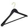 DE KLEDINGHANGER GIGANT Mantel / kostuumhanger (geknikt) beukenhout zwart gelakt met messinghaak, schouderverbreding en anti-slip broeklat DE KLEDINGHANGER GIGANT Mantel / kostuumhanger (geknikt) beukenhout zwart gelakt met messinghaak, schouderverbreding en anti-slip broeklat
