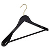 DE KLEDINGHANGER GIGANT Mantel / kostuumhanger (geknikt) beukenhout zwart gelakt met messinghaak, schouderverbreding en anti-slip broeklat DE KLEDINGHANGER GIGANT Mantel / kostuumhanger (geknikt) beukenhout zwart gelakt met messinghaak, schouderverbreding en anti-slip broeklat