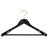 DE KLEDINGHANGER GIGANT Mantel / kostuumhanger (geknikt) beukenhout zwart gelakt met messinghaak, schouderverbreding en anti-slip broeklat DE KLEDINGHANGER GIGANT Mantel / kostuumhanger (geknikt) beukenhout zwart gelakt met messinghaak, schouderverbreding en anti-slip broeklat