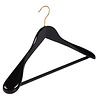 DE KLEDINGHANGER GIGANT Mantel / kostuumhanger (geknikt) beukenhout zwart gelakt met messinghaak, schouderverbreding en anti-slip broeklat DE KLEDINGHANGER GIGANT Mantel / kostuumhanger (geknikt) beukenhout zwart gelakt met messinghaak, schouderverbreding en anti-slip broeklat
