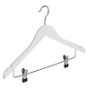 Blouse / shirthanger (geknikt) lotushout wit gelakt met rokinkepingen en anti-slip knijpers Blouse / shirthanger (geknikt) lotushout wit gelakt met rokinkepingen en anti-slip knijpers