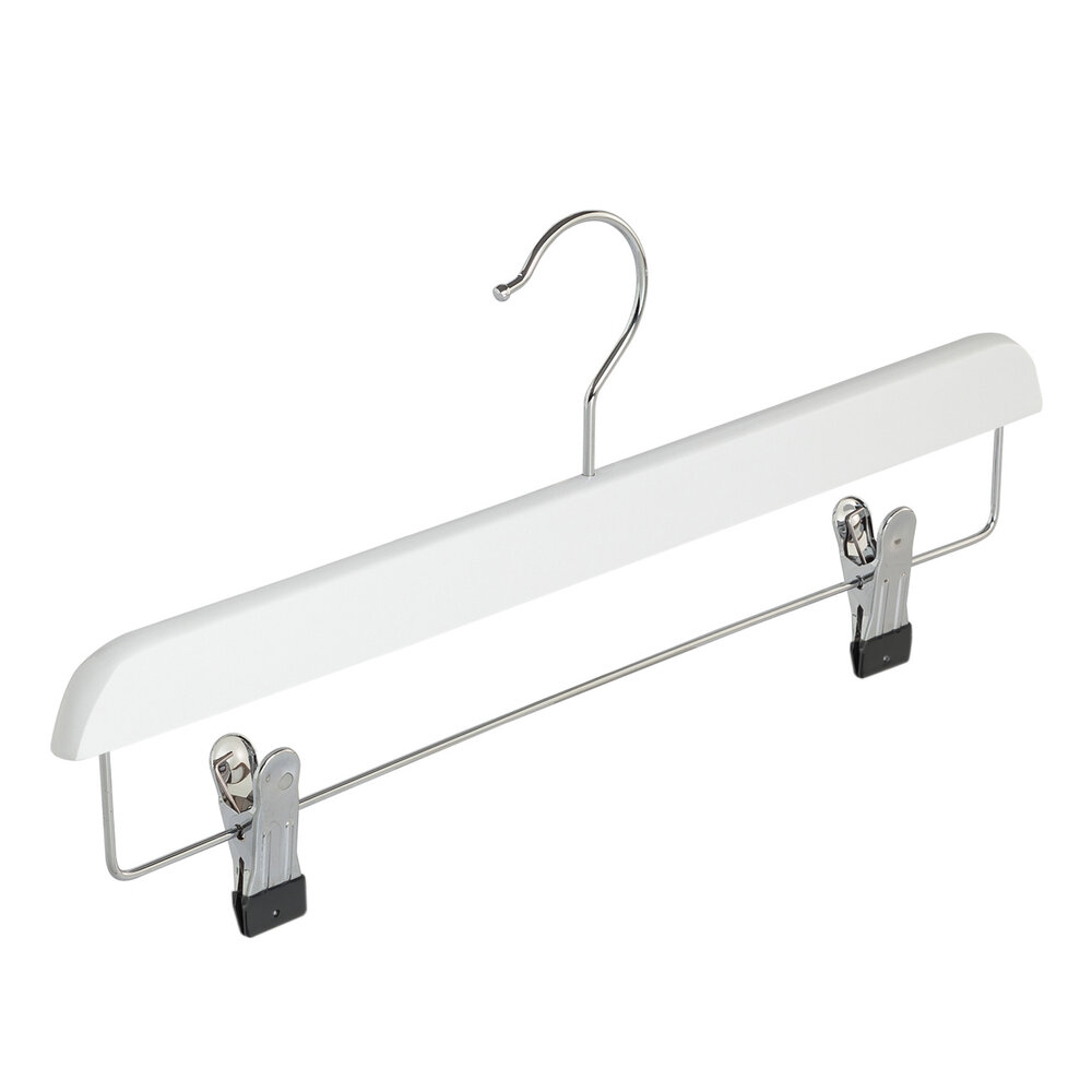 Rok / broekhanger lotushout wit gelakt met knijpers, 40 cm
