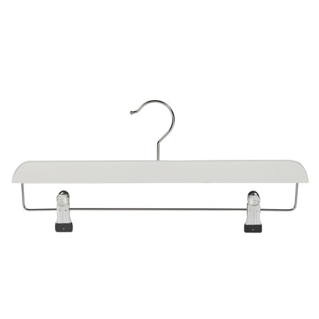 Rok / broekhanger lotushout wit gelakt met knijpers, 40 cm