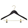 DE KLEDINGHANGER GIGANT Blouse / shirthanger (vlak) beukenhout zwart gelakt met messinghaak, rokinkepingen en anti-slip knijpers DE KLEDINGHANGER GIGANT Blouse / shirthanger (vlak) beukenhout zwart gelakt met messinghaak, rokinkepingen en anti-slip knijpers