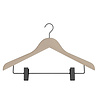 DE KLEDINGHANGER GIGANT Blouse / shirthanger (vlak) beukenhout naturel ongelakt met zwarte haak en anti-slip knijpers DE KLEDINGHANGER GIGANT Blouse / shirthanger (vlak) beukenhout naturel ongelakt met zwarte haak en anti-slip knijpers