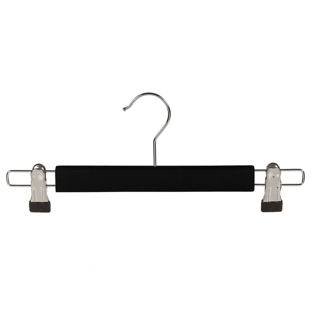Rok / broekhanger lotushout zwart gelakt met knijpers, 34 cm