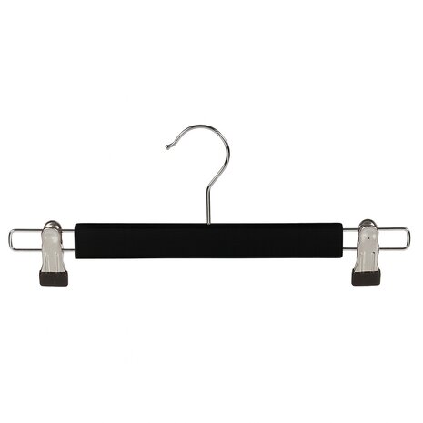 Rok / broekhanger lotushout zwart gelakt met knijpers, 34 cm