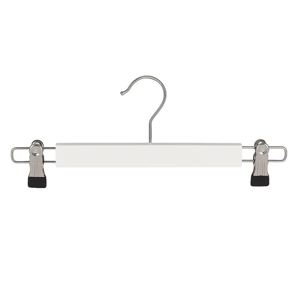 Rok / broekhanger lotushout wit gelakt met knijpers, 34 cm