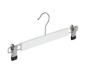 Rok / broekhanger lotushout wit gelakt met anti-slip knijpers