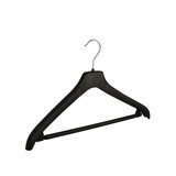 Mantel / kostuumhanger (gebogen) kunststof zwart met schouderverbreding en broeklat