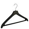 Mantel / kostuumhanger (gebogen) kunststof zwart met schouderverbreding en broeklat Mantel / kostuumhanger (gebogen) kunststof zwart met schouderverbreding en broeklat