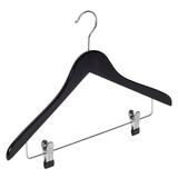 DE KLEDINGHANGER GIGANT Blouse / shirthanger lotushout zwart gelakt met knijperlat, 44 cm DE KLEDINGHANGER GIGANT Blouse / shirthanger lotushout zwart gelakt met knijperlat, 44 cm