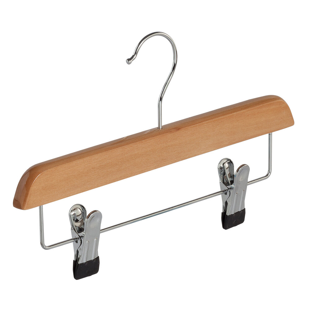 DE KLEDINGHANGER GIGANT Rok / broekhanger (kind) lotushout naturel gelakt met anti-slip knijpers