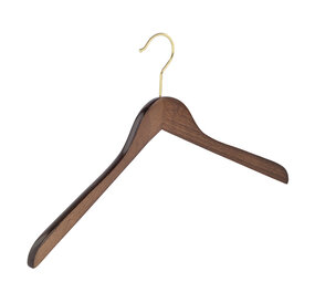 DE KLEDINGHANGER GIGANT Blouse / shirthanger beukenhout walnoten gebeitst met messinghaak, 41 cm