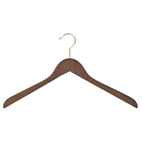 DE KLEDINGHANGER GIGANT Blouse / shirthanger beukenhout walnoten gebeitst met messinghaak, 44 cm DE KLEDINGHANGER GIGANT Blouse / shirthanger beukenhout walnoten gebeitst met messinghaak, 44 cm