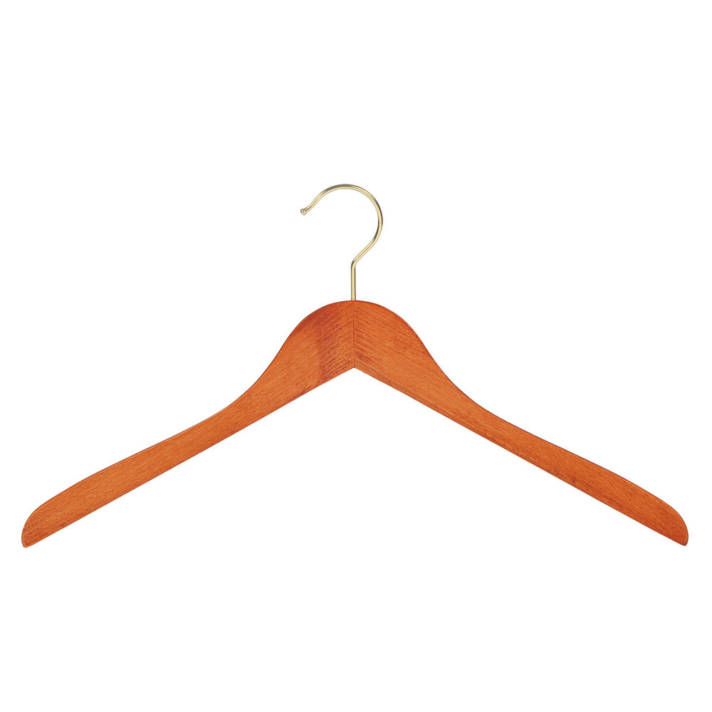 DE KLEDINGHANGER GIGANT Blouse / shirthanger beukenhout kersen gebeitst met messinghaak, 41 cm