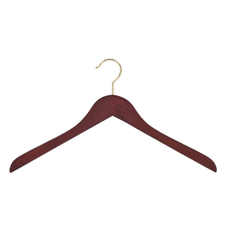 DE KLEDINGHANGER GIGANT Blouse / shirthanger beukenhout mahonie gebeitst met messinghaak, 41 cm