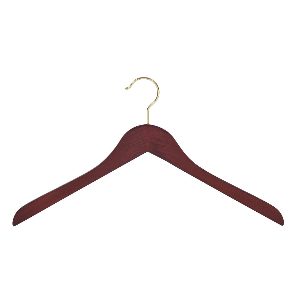 Blouse / shirthanger beukenhout mahonie gebeitst met messinghaak, 44 cm