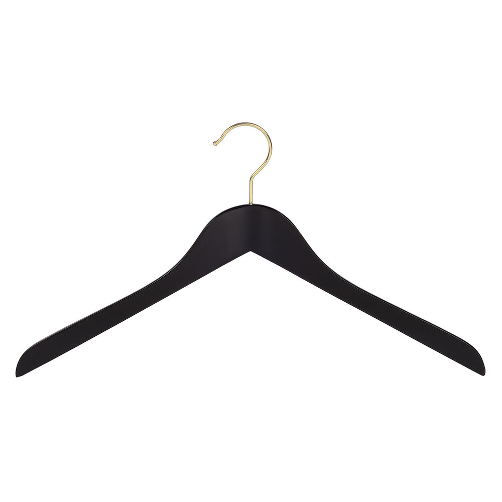 Blouse / shirthanger beukenhout zwart gelakt met messinghaak, 41 cm