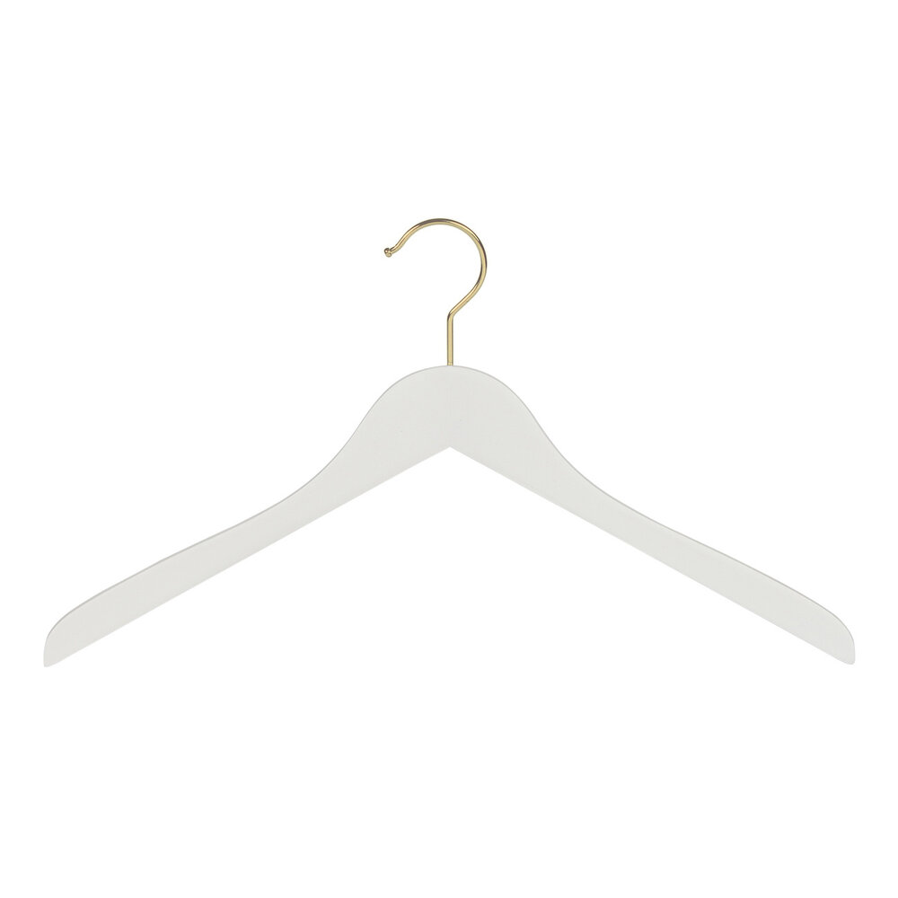 DE KLEDINGHANGER GIGANT Blouse / shirthanger beukenhout wit gelakt met messinghaak, 38 cm